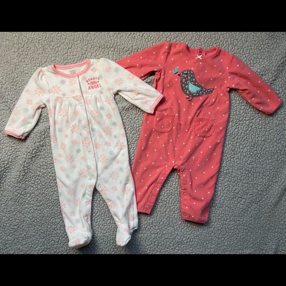 6 month girl fleece sleeper and outfit